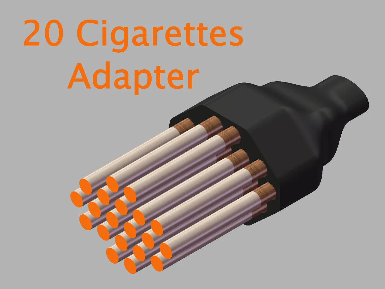 A product render of a mouthpiece adapter that holds twenty cigarettes at once.